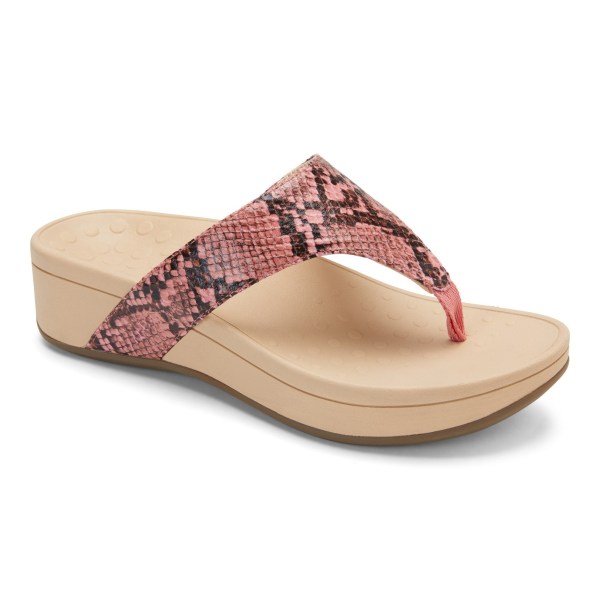 Vionic Sandals Ireland - Naples Platform Sandal Pink Snake - Womens Shoes Discount | LDTXH-7235